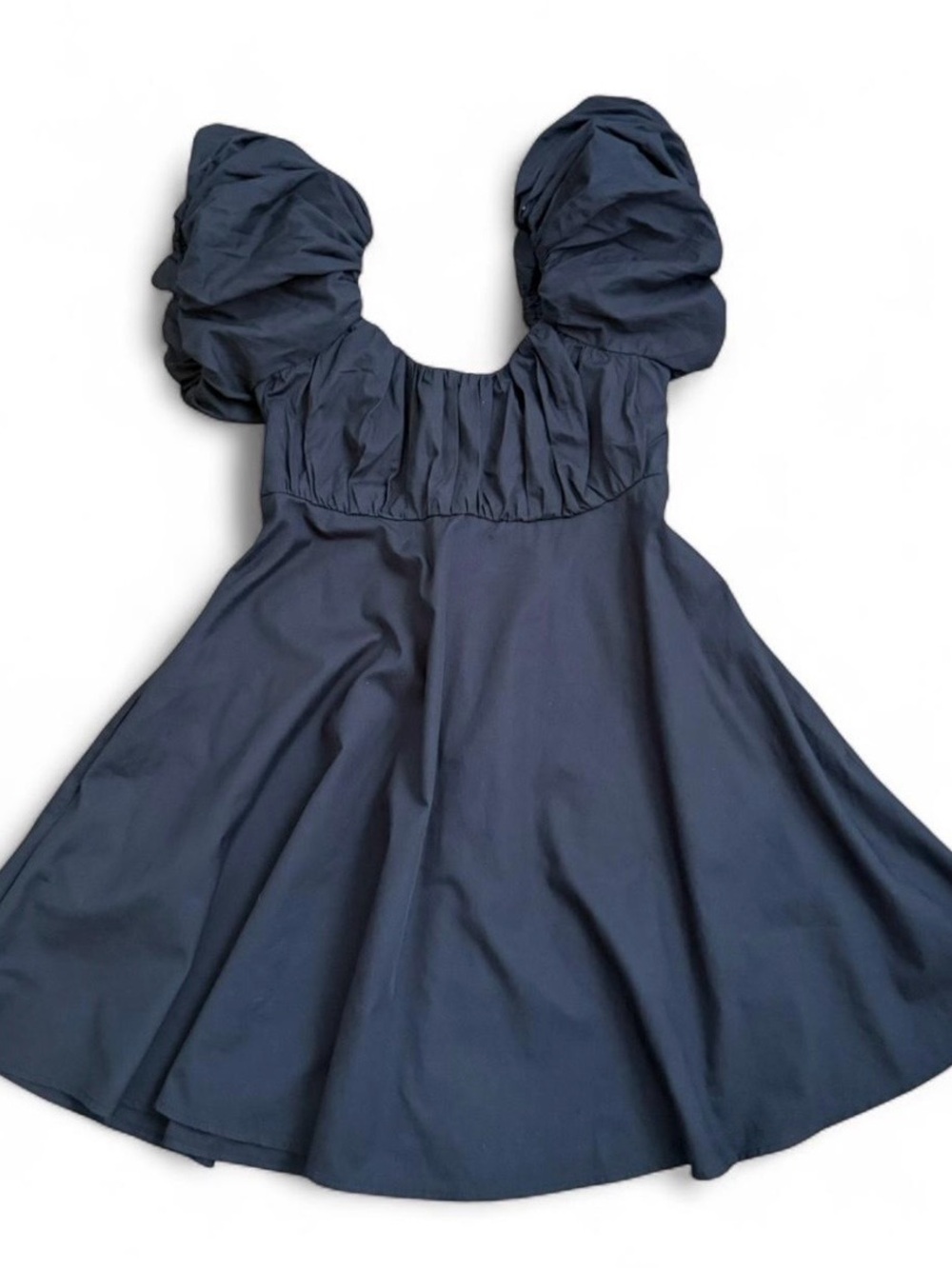 Abercrombie & Fitch black ruched puff sleeve mini dress